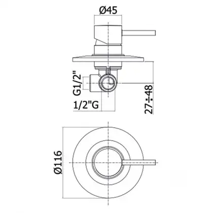 Смеситель для душа Paffoni Light (цвет - чёрный матовый) (LIG011NO) фото 2 Aquada.com.ua