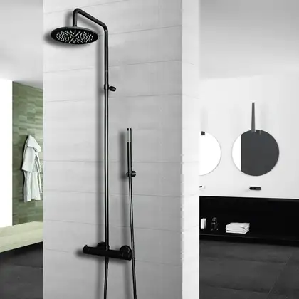 Душевая система с термостатом Paffoni Light (цвет - чёрный матовый) (ZCOL684LIQNO) фото 2 Aquada.com.ua Душевая система с термостатом Paffoni Light (цвет - чёрный матовый) (ZCOL684LIQNO) фото 2 Aquada.com.ua