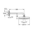 GROHE Верхній душ с душовим кронштейном 286 мм, 1 режим струменю Tempesta 210 (26411000) фото 7 Aquada.com.ua
