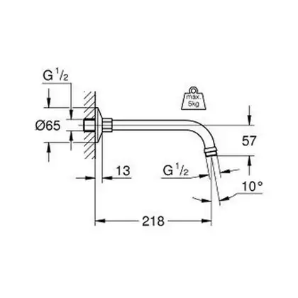 GROHE Душовий кронштейн 218 мм Relexa  (27406000) фото 7 Aquada.com.ua