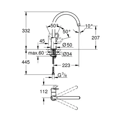 Смеситель для кухни Grohe Bau Loop (цвет - хром) (31368000) фото 9 Aquada.com.ua Смеситель для кухни Grohe Bau Loop (цвет - хром) (31368000) фото 9 Aquada.com.ua