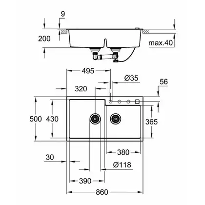 GROHE Мойка кварцевая Sink K500 (31649AP0) (31649AP0) фото 10 Aquada.com.ua GROHE Мойка кварцевая Sink K500 (31649AP0) (31649AP0) фото 10 Aquada.com.ua