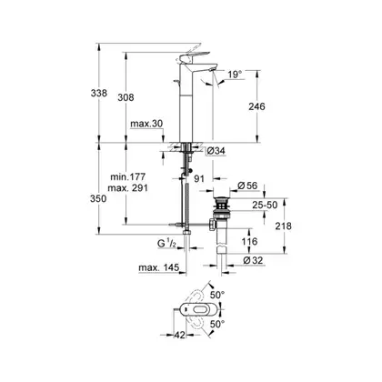 Смеситель для раковины высокий Grohe Bau Loop (цвет - хром) (32856000) фото 6 Aquada.com.ua Смеситель для раковины высокий Grohe Bau Loop (цвет - хром) (32856000) фото 6 Aquada.com.ua