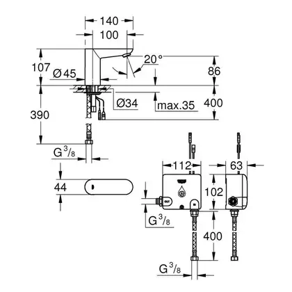 GROHE інфрачервона електроніка для раковини без змішування Euroeco Cosmopolitan E Powerbox  (36384000) фото 6 Aquada.com.ua