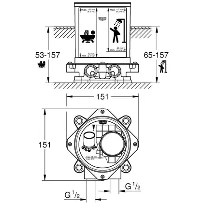 GROHE Монтажный набор для напольного излива ½ для ванны (45984001) фото 6 Aquada.com.ua GROHE Монтажный набор для напольного излива ½ для ванны (45984001) фото 6 Aquada.com.ua