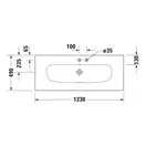 Раковина мебельная Duravit Viu 123 х 49 см, с 2 отверстиями под смеситель (2344120058) фото 2 Aquada.com.ua