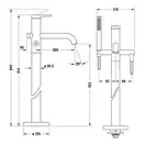 Смеситель для ванны напольный Duravit C.1 (цвет - хром), с душевым гарнитуром (C15250000010) фото 3 Aquada.com.ua