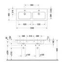 Комплект мебели тумба подвесная с двойной раковиной Duravit XSquare 128 х 47,8 см (XS407504747+2336130000) фото 3 Aquada.com.ua
