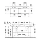 Комплект мебели тумба подвесная с двойной раковиной Duravit XSquare 118,4 х 46 см (XS416402222+23531200141) фото 4 Aquada.com.ua