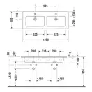 Комплект мебели тумба подвесная с двойной раковиной Duravit XSquare 128 х 47,8 см (XS417509797+2336130000) фото 4 Aquada.com.ua