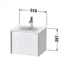 Тумба подвесная под раковину Duravit XViu 51 x 42 см, доломитово-серый глянцевый лак (XV40310B138) фото 2 Aquada.com.ua