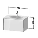 Тумба подвесная под раковину Duravit XViu 71 x 48 см, чёрный глянцевый (XV40330B140) фото 3 Aquada.com.ua