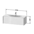 Тумба подвесная под раковину Duravit XViu 121 x 48 см, белый глянцевый (XV40360B122) фото 3 Aquada.com.ua
