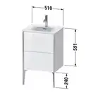 Тумба напольная под раковину Duravit XViu 51 x 42 см, чёрный глянцевый (XV40690B140) фото 3 Aquada.com.ua