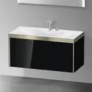 Тумба подвесная с раковиной c-bonded Duravit XViu 100 x 48 см, чёрный глянцевый (XV4611EB140P) фото 2 Aquada.com.ua