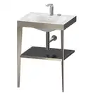 Металлическая консоль с раковиной c-bonded Duravit XViu 60 х 48 х h85 см, матовое шампанское/чёрный глянцевый (XV4714EB140) фото 1 Aquada.com.ua