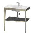 Металлическая консоль с раковиной c-bonded Duravit XViu 80 х 48 х h85 см, матовое шампанское/чёрный глянецевый (XV4715EB140) фото 1 Aquada.com.ua