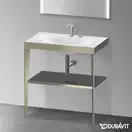 Металлическая консоль с раковиной c-bonded Duravit XViu 80 х 48 х h85 см, матовое шампанское/чёрный глянецевый (XV4715EB140) фото 2 Aquada.com.ua