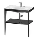 Металлическая консоль с раковиной c-bonded Duravit XViu 80 х 48 х h85 см, чёрный матовый/чёрный глянцевый (XV4715EB240) фото 1 Aquada.com.ua