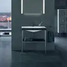 Металлическая консоль с раковиной c-bonded Duravit XViu 80 х 48 х h85 см, чёрный матовый/чёрный глянецевый (XV4715OB240) фото 3 Aquada.com.ua