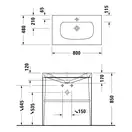 Металлическая консоль с раковиной c-bonded Duravit XViu 80 х 48 х h85 см, чёрный матовый/белый глянцевый (XV4715OB285) фото 4 Aquada.com.ua