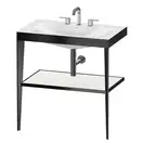 Металлическая консоль с раковиной c-bonded Duravit XViu 80 х 48 х h85 см, чёрный матовый/белый глянцевый (XV4715TB285) фото 1 Aquada.com.ua