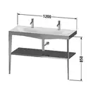 Металлическая консоль с раковиной c-bonded Duravit XViu 120 х 48 х h85 см, матовое шампанское/чёрный глянцевый (XV4718OB140) фото 3 Aquada.com.ua