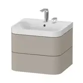Тумба подвесная с раковиной c-shaped Duravit Happy D.2 Plus 57,5 х 49 см, серо-коричневый шелковисто-матовый лак (HP4345E6060)