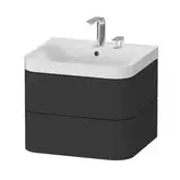 Тумба подвесная с раковиной c-shaped Duravit Happy D.2 Plus 57,5 х 49 см, графит суперматовый (HP4345E8080)