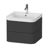 Тумба подвесная с раковиной c-shaped Duravit Happy D.2 Plus 57,5 х 49 см, графит суперматовый (HP4345O8080)