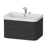 Тумба подвесная с раковиной c-shaped Duravit Happy D.2 Plus 77,5 х 49 см, графит суперматовый (HP4347E8080)
