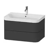 Тумба подвесная с раковиной c-shaped Duravit Happy D.2 Plus 77,5 х 49 см, графит суперматовый (HP4347O8080)