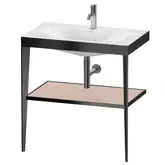 Металлическая консоль с раковиной c-bonded Duravit XViu 80 х 48 х h85 см, чёрный матовый/абрикосовый жемчуг (XV4715OB210)