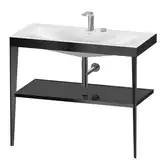 Металлическая консоль с раковиной c-bonded Duravit XViu 100 х 48 х h85 см, чёрный матовый/чёрный глянцевый (XV4716EB240)