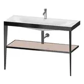 Металлическая консоль с раковиной c-bonded Duravit XViu 120 х 48 х h85 см, чёрный матовый/абрикосовый жемчуг (XV4717OB210)