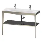 Металлическая консоль с раковиной c-bonded Duravit XViu 120 х 48 х h85 см, матовое шампанское/чёрный глянцевый (XV4718OB140)