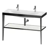 Металлическая консоль с раковиной c-bonded Duravit XViu 120 х 48 х h85 см, чёрный матовый/белый глянцевый (XV4718OB285)