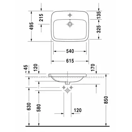 Раковина встраиваемая на столешницу Duravit DuraStyle 61,5 х 49,5 см (0374620000) фото 2 Aquada.com.ua Раковина встраиваемая на столешницу Duravit DuraStyle 61,5 х 49,5 см (0374620000) фото 2 Aquada.com.ua