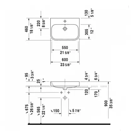 Раковина Duravit Happy D.2 60х46 см (без отв. для смесителя) (2315600060) фото 2 Aquada.com.ua