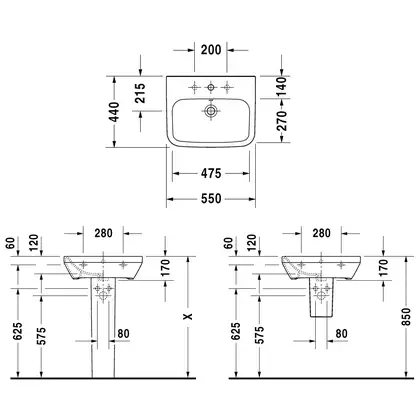 Раковина подвесная Duravit DuraStyle 55 х 44 см (2319550000) фото 5 Aquada.com.ua Раковина подвесная Duravit DuraStyle 55 х 44 см (2319550000) фото 5 Aquada.com.ua