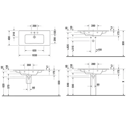 Раковина мебельная Duravit Me by Starck 63 x 49 см (2336630000) фото 2 Aquada.com.ua