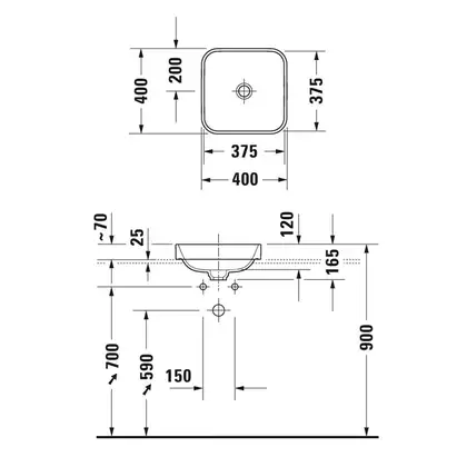 Раковина накладная на столешницу Duravit Happy D.2 Plus 40 х 40 см, антрацит (2359401300) фото 4 Aquada.com.ua