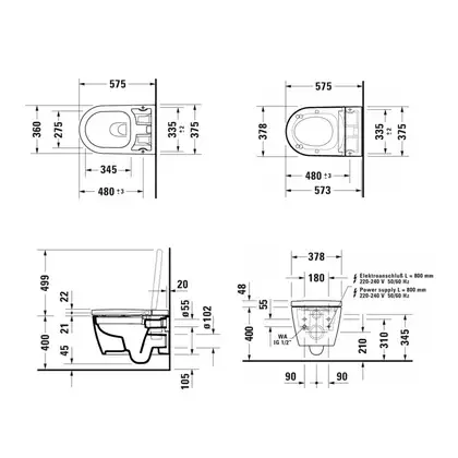 Унитаз-биде Rimless (безободковый) Duravit Me by Starck с сиденьем SensoWash® Starck Plus (2510092000+612000012000320) фото 9 Aquada.com.ua Унитаз-биде Rimless (безободковый) Duravit Me by Starck с сиденьем SensoWash® Starck Plus (2510092000+612000012000320) фото 9 Aquada.com.ua