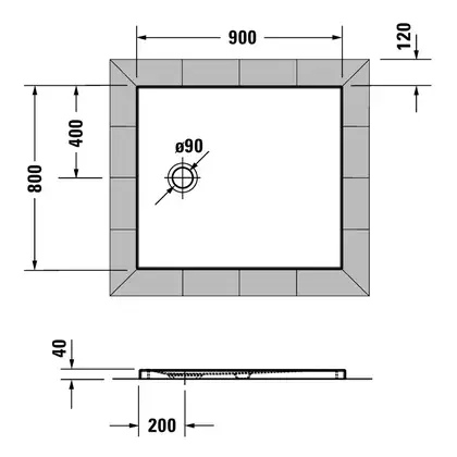 Душевой поддон 90 х 80 х 4 см Duravit Tempano, белый, с Antislip (720192000000000) фото 2 Aquada.com.ua
