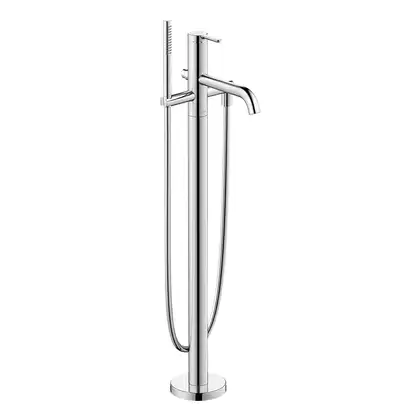 Смеситель для ванны напольный Duravit C.1 (цвет - хром), с душевым гарнитуром (C15250000010) фото 1 Aquada.com.ua