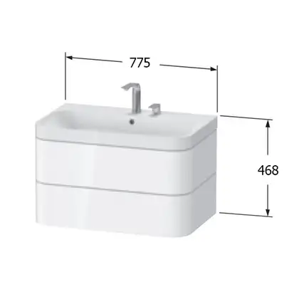 Тумба подвесная с раковиной c-shaped Duravit Happy D.2 Plus 77,5 х 49 см, белый шелковисто-матовый лак (HP4347E3636) фото 2 Aquada.com.ua Тумба подвесная с раковиной c-shaped Duravit Happy D.2 Plus 77,5 х 49 см, белый шелковисто-матовый лак (HP4347E3636) фото 2 Aquada.com.ua