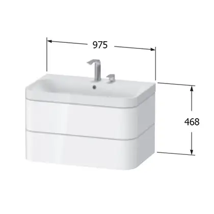 Тумба подвесная с раковиной c-shaped Duravit Happy D.2 Plus 97,5 х 49 см, белый шелковисто-матовый лак (HP4348O3636) фото 2 Aquada.com.ua Тумба подвесная с раковиной c-shaped Duravit Happy D.2 Plus 97,5 х 49 см, белый шелковисто-матовый лак (HP4348O3636) фото 2 Aquada.com.ua