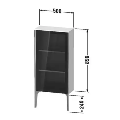 Шкафчик напольный со стеклянными дверцами Duravit XViu 50 x 24 х h113 см, доломитово-серый глянцевый лак (XV1361LB138) фото 2 Aquada.com.ua