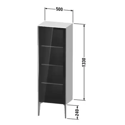 Шкафчик напольный со стеклянными дверцами Duravit XViu 50 x 36 х h157 см, чёрный глянцевый (XV1368LB140) фото 3 Aquada.com.ua