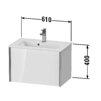 Тумба подвесная компакт, под раковину Duravit XViu 61 x 39 см, доломитово-серый глянцевый лак (XV40780B138) фото 2 Aquada.com.ua